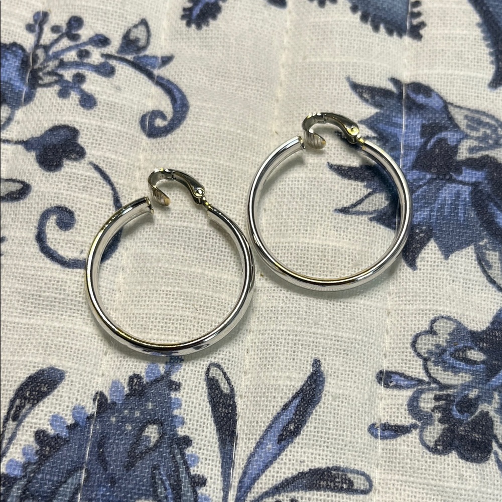 Vintage L H Segal California Silver Tone Hoop‎ Earrings
